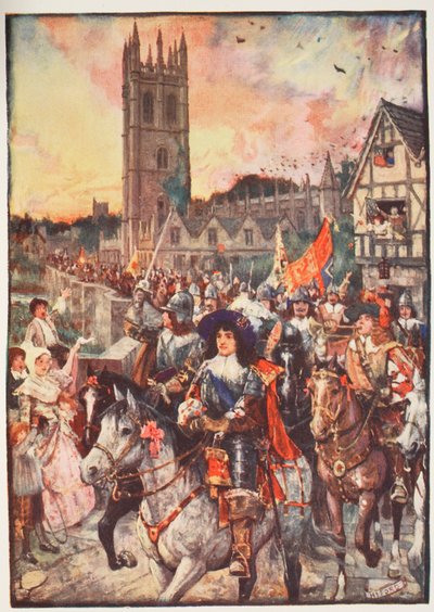 Rupert herceg Oxfordban, csatába készül, illusztrációja C.R.L. „Anglia története” című művéből. Fletcher és Rudyard Kipling, 1911 alkotó: Henry Justice Ford