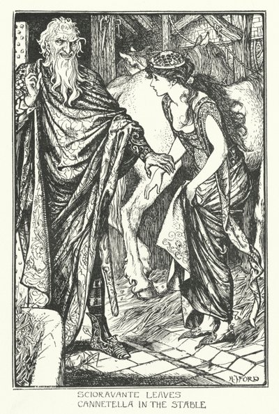 Scioravante Cannetellát hagy az istállóban (metszet) alkotó: Henry Justice Ford