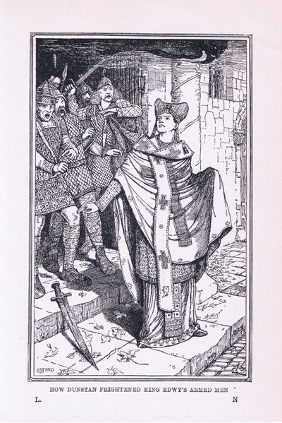 St Dunstan megijesztette Edwys király fegyvereseit, 1912 alkotó: Henry Justice Ford