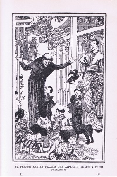 Xavéri Szent Ferenc megtanítja a japán gyerekeknek a katekézist, 1912-ben alkotó: Henry Justice Ford