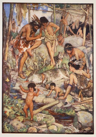 A barlanglakók, illusztráció C.R.L. Fletcher és Rudyard Kipling 