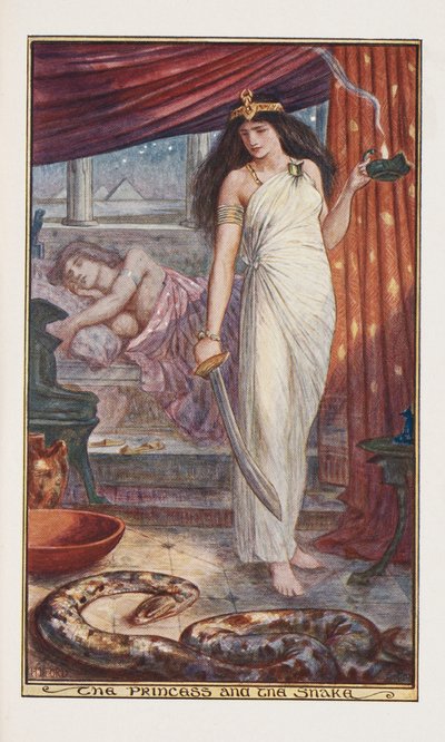 A hercegnő és a kígyó, illusztráció Andrew Laing barna tündér könyvéből, 1904 alkotó: Henry Justice Ford