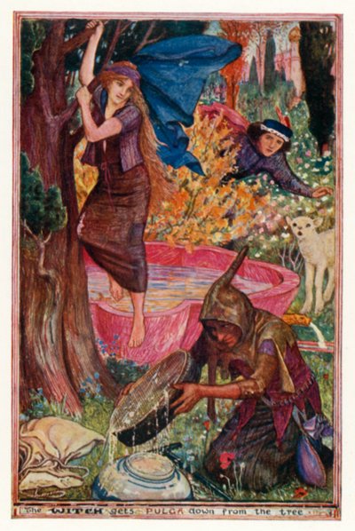 A boszorkány leszedi Pulgát a fáról (színes litho) alkotó: Henry Justice Ford