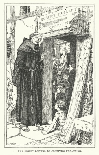 A pap hallgatja Colette prédikációját (litho) alkotó: Henry Justice Ford