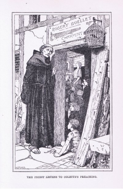 A pap hallgatja Colettes prédikációját, 1912 alkotó: Henry Justice Ford