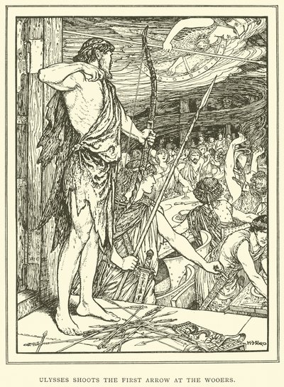 Ulysses rálő az első nyíllal a Wooersre alkotó: Henry Justice Ford