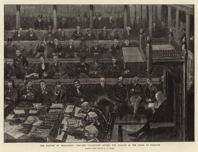 A Parlament ülése, Folkestone gróf beszéde a Parlament alsóházában alkotó: Henry Marriott Paget