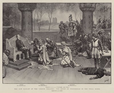 Az Új Hamlet a Lyceum Színházban, Fortinbras belépése az utolsó jelenetben alkotó: Henry Marriott Paget