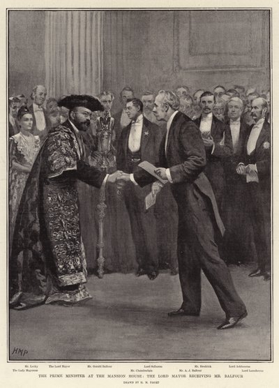 A miniszterelnök a kastélyban, a főpolgármester fogadja Balfour urat alkotó: Henry Marriott Paget