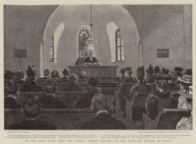 A Szentföldre a császárral, vasárnap reggel a haifai templomosok templomában alkotó: Henry Marriott Paget