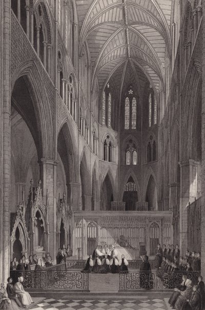 Gyarmati püspökök felszentelése a londoni Westminster Abbeyben (metszet) alkotó: Henry Melville