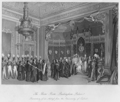 A Trónterem, a Buckingham-palota. Beszéd bemutatása az Oxfordi Egyetemről, c184 alkotó: Henry Melville