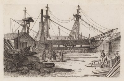Egy nyugat-indiai Cox and Curlins Yardban, Limehouse-ban alkotó: Henry Moses