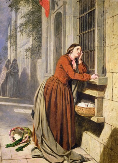 Anya, aki gyermekét a párizsi Foundling Kórházban helyezi el, 1855-1860 körül (olaj, fa) alkotó: Henry Nelson O