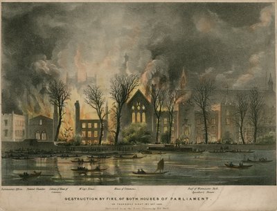 A Parlament mindkét házának tűz általi elpusztítása 1834. október 16-án, csütörtökön este alkotó: Henry O