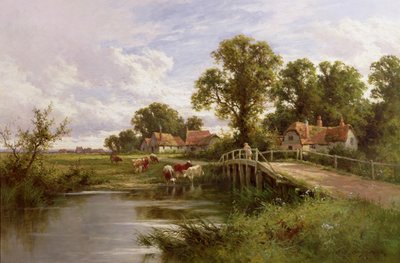 A Temzén, Marlow közelében (olaj, vászon) alkotó: Henry Parker