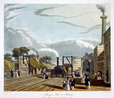 „Víz felvétele Parkside-ban”, Liverpool és Manchester Railway, 1833 alkotó: Henry Pyall