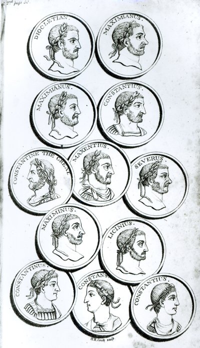 Római császárok portréi, „A Római Birodalom hanyatlásának és bukásának története”, II. kötet, 50. oldal, Edward Gibbon, 1808 alkotó: Henry R. Cook