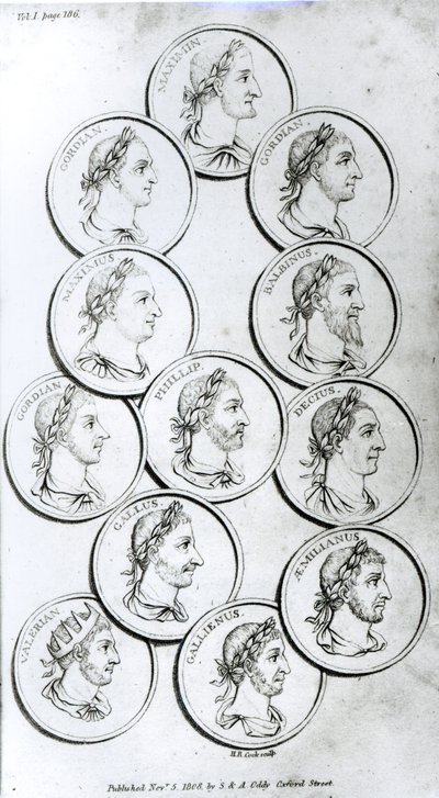 Római császárok portréi, „A római birodalom hanyatlásának és bukásának története”, I. kötet, Edward Gibbon, 1808 alkotó: Henry R. Cook
