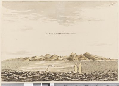 16. oldal Otaheite, amikor a Vénusz pontja S.W. W. 5 mérföld távolságban, 1768-75 (wc) alkotó: Henry Roberts