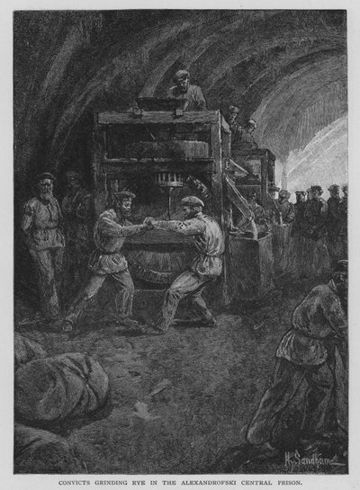 Rozsdaráló elítéltek az Alexandrofski Központi Börtönben (litho) alkotó: Henry Sandham