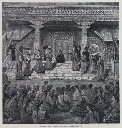 Lámák és hangszereik (litho) alkotó: Henry Sandham