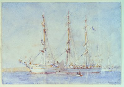 A Marecual de Cashes [Mareschal de Cashes] francia hajó Falmouthban 1914 júliusában, 20. század eleje (akvarell) alkotó: Henry Scott Tuke