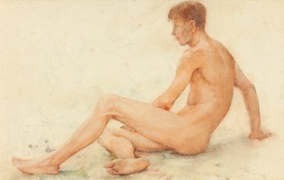 Egy férfi akt tanulmányozása, ülve, jobbra elfordulva alkotó: Henry Scott Tuke
