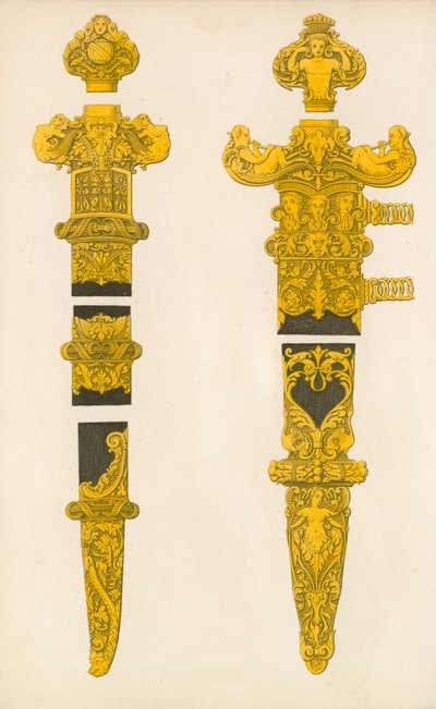 A tőr és a kard díszes részei, Holbein tervezte, 16. század eleje alkotó: Henry Shaw