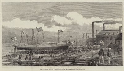 A HMS Tourmaline piacra dobása Middlesborough-on-Tees-ben alkotó: Henry Spernon Tozer