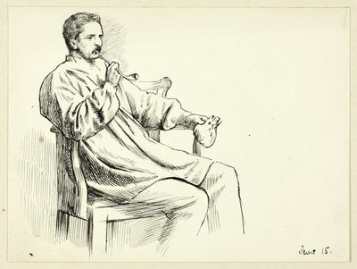Ülő férfi pipázik alkotó: Henry Stacy Marks