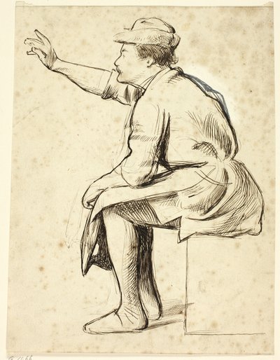 Ülő férfi felemelt karral alkotó: Henry Stacy Marks