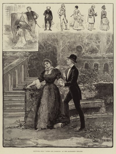 Vázlatok a Lords and Commonsból, a Haymarket Színházban alkotó: Henry Stephen Ludlow