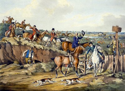 Gone Away, a „Foxhunting”-ből, Thomas Sutherland (1785-1838) metszete (színes litó) alkotó: Henry Thomas (after) Alken