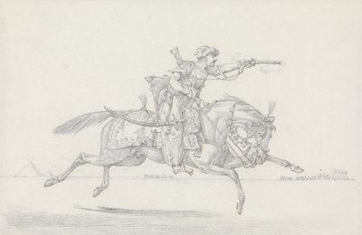 Egy töltődő mameluk pisztollyal tüzel (grafit és piros kréta papíron) alkotó: Henry Thomas Alken