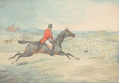 Lovas barna lovon, aki egy fal felé tart alkotó: Henry Thomas Alken