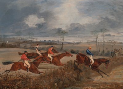 Jelenetek egy akadályversenyből: Taking a Hedge alkotó: Henry Thomas Alken