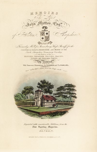 Címlap kalligrafikus címmel és angol Tudor matricával alkotó: Henry Thomas Alken