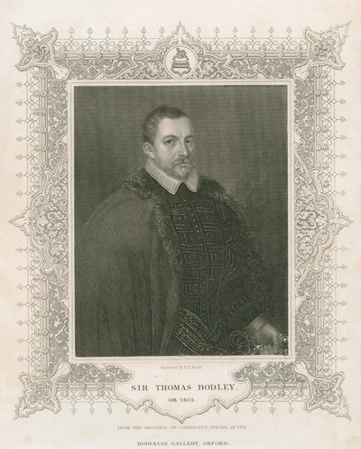 Sir Thomas Bodley (1545-1613) portréja (metszet) alkotó: Henry Thomas Ryall