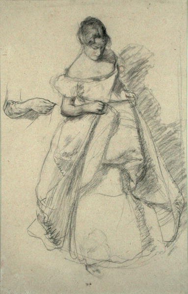 Tanulmány egy lányról (fekete kréta vörös krétával) alkotó: Henry Tonks