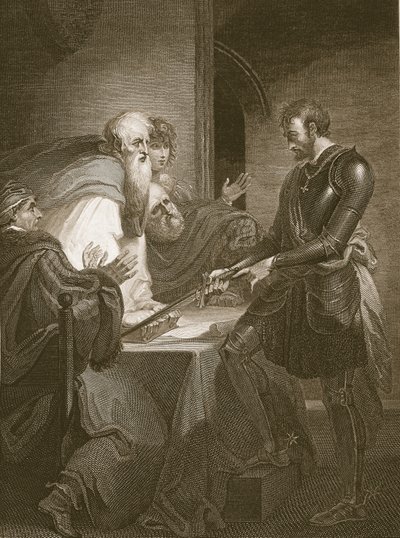 Earl Warenne igazolja birtokai címeit, J. Fittler metszete, illusztráció David Hume „Anglia története” című kocsmájából. R. Bowyer, London, 1812 alkotó: Henry Tresham