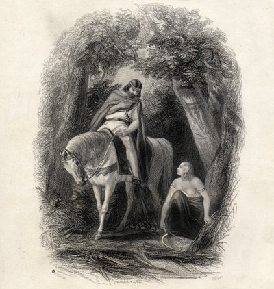 Cormac király (megh. 1138) és a Fair Eithne, J. Rogers metszete, T. Wright „Írország története” című művéből, 1855 alkotó: Henry Warren