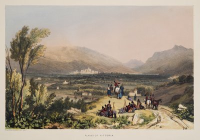 Plains and City of Vitoria, a Díszletrajzok Spanyolország baszk tartományaiból, válogatott nemzeti zenével ?, pub. 1838 (kézzel színezett metszet) alkotó: Henry Wilkinson
