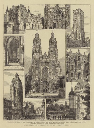 Régészeti vázlatok Toursban és arról alkotó: Henry William Brewer