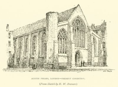 Austin Friars, London, jelenlegi állapot (metszet) alkotó: Henry William Brewer