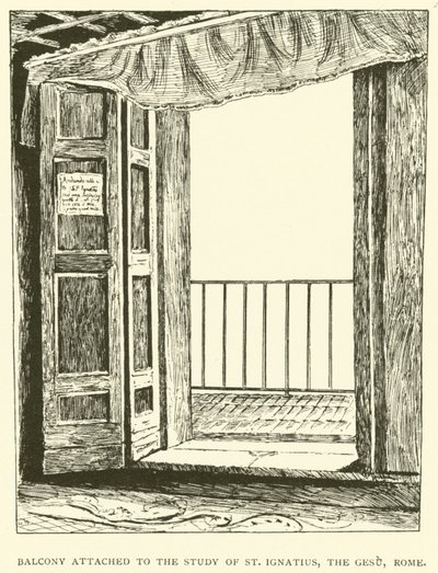 Erkély a Szent Ignác, a Gesu dolgozószobájához, Róma (metszet) alkotó: Henry William Brewer