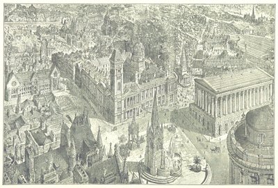 Birmingham madártávlati látképe 1886-ban. alkotó: Henry William Brewer