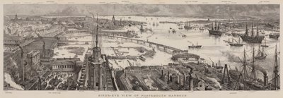 Portsmouth kikötője madártávlatból alkotó: Henry William Brewer