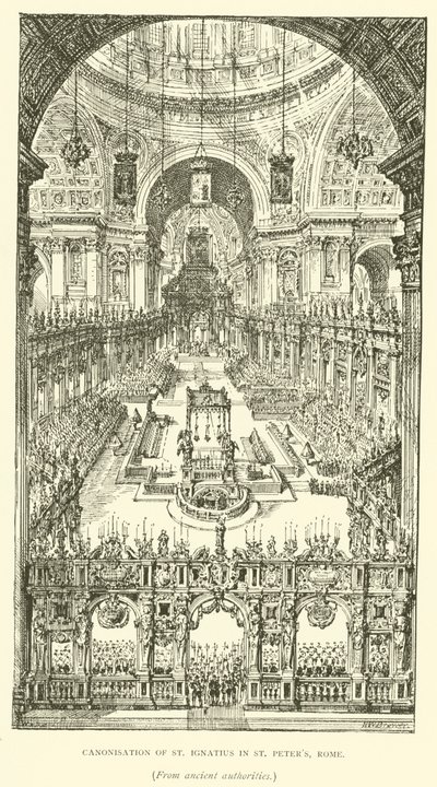 Szent Ignác szentté avatása a római Szent Péter-templomban (metszet) alkotó: Henry William Brewer