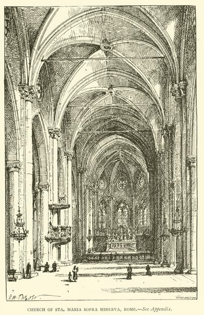 Sta Maria Sopra Minerva templom, Róma (metszet) alkotó: Henry William Brewer